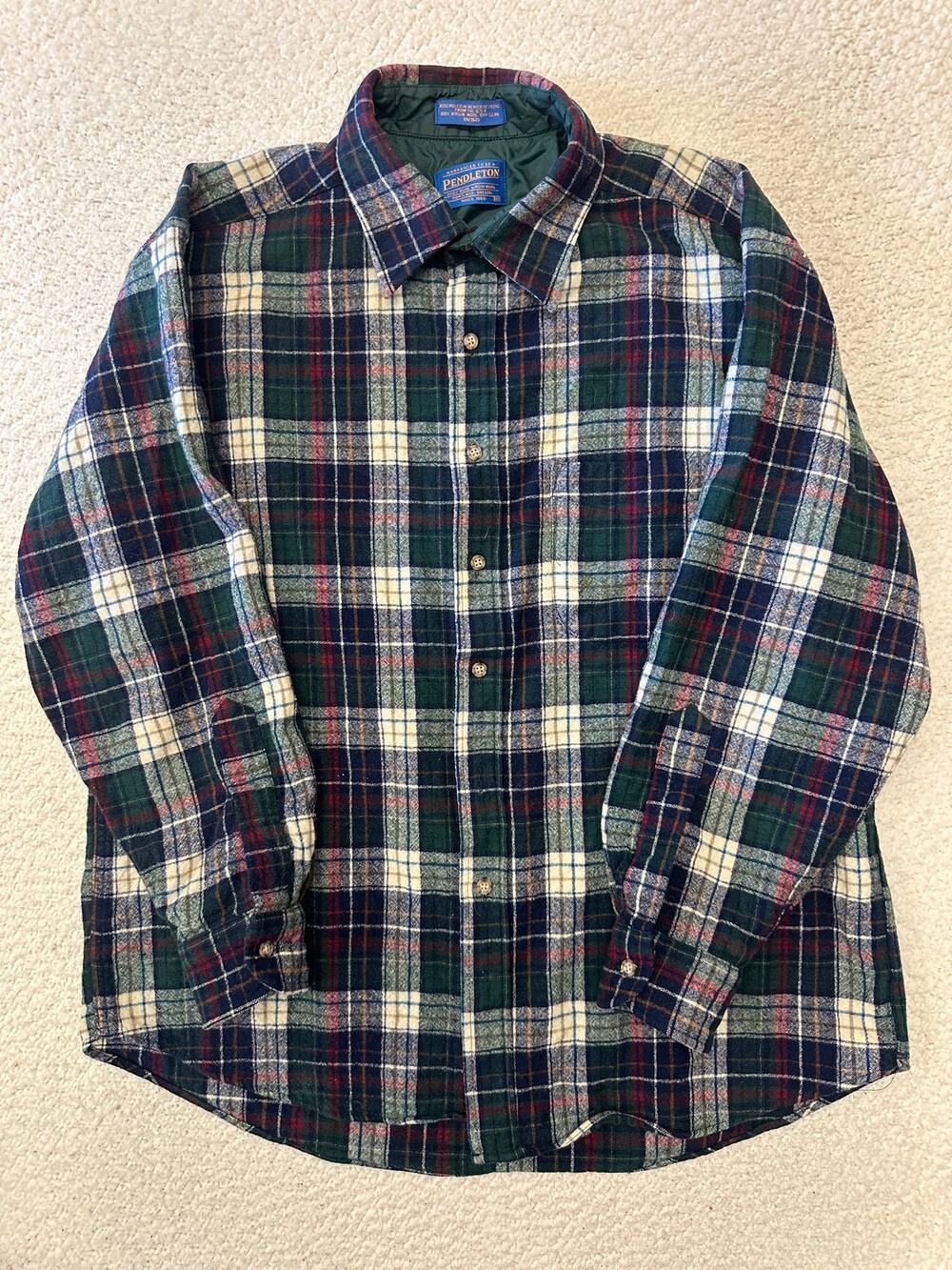 Pendleton Men's Green Blue Red Plaid Button-Down Shirt